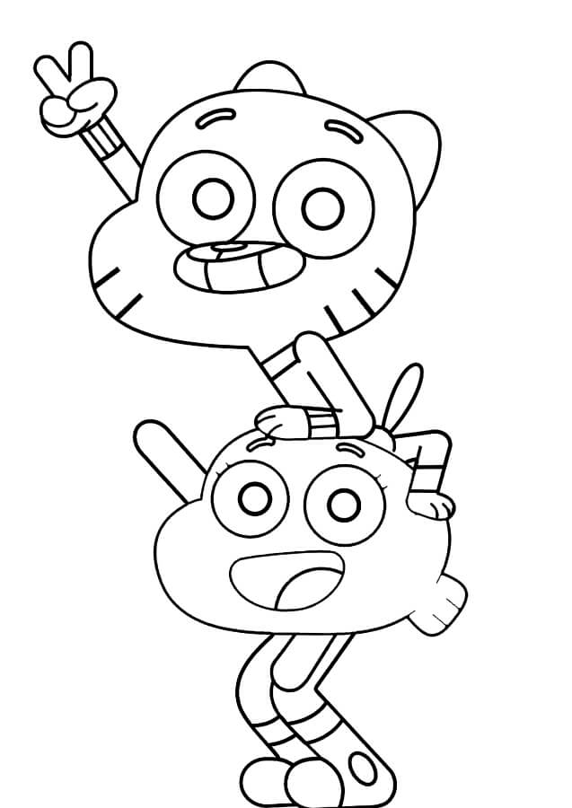 Dibujo de Gumball en Darwin para Colorear
