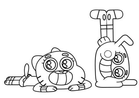 Dibujo de Hermano Gumball y Darwin para Colorear