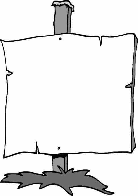 Dibujo de Cartel de Madera para Colorear