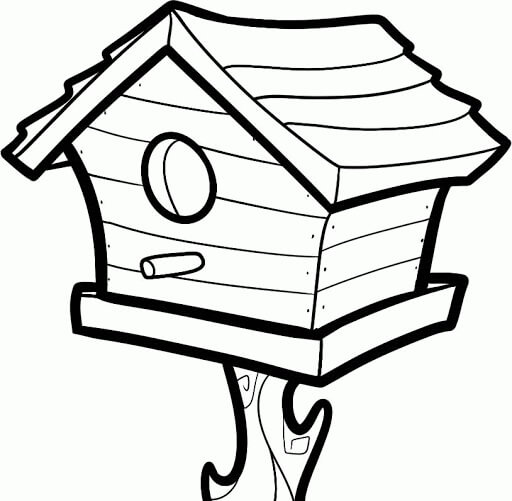 Dibujo de Casa de Madera de pájaro para Colorear