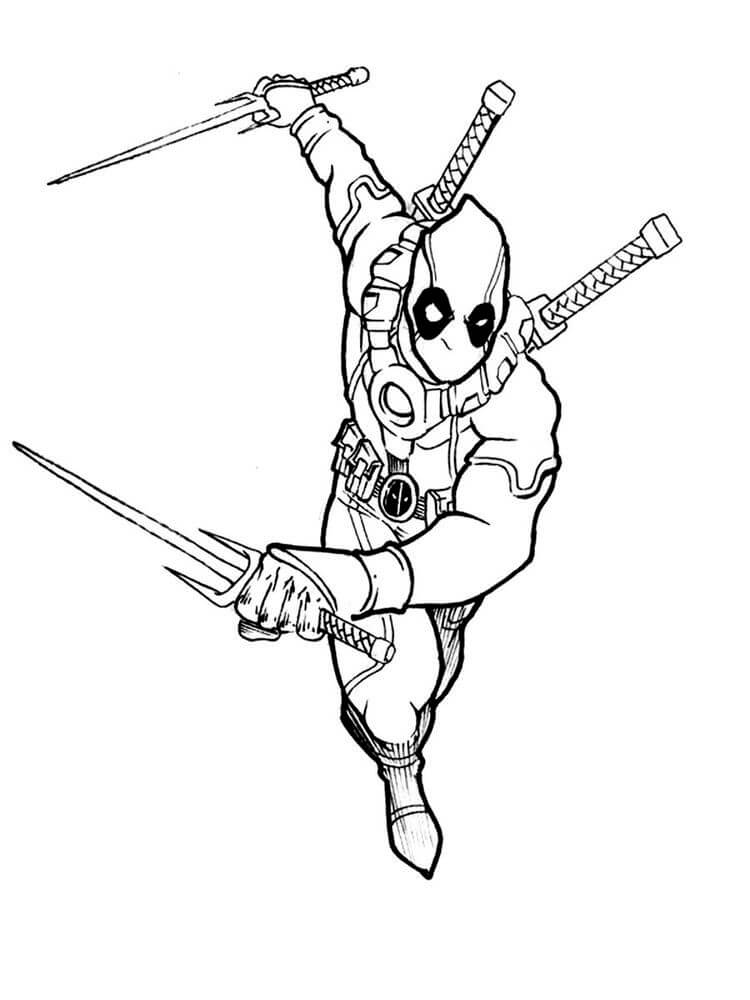 Dibujo de Ataque de Deadpool para Colorear