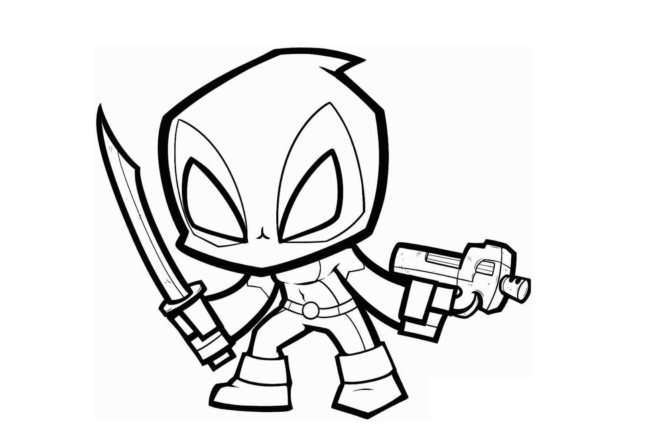 Dibujo de Chibi Deadpool Pegatina para Colorear