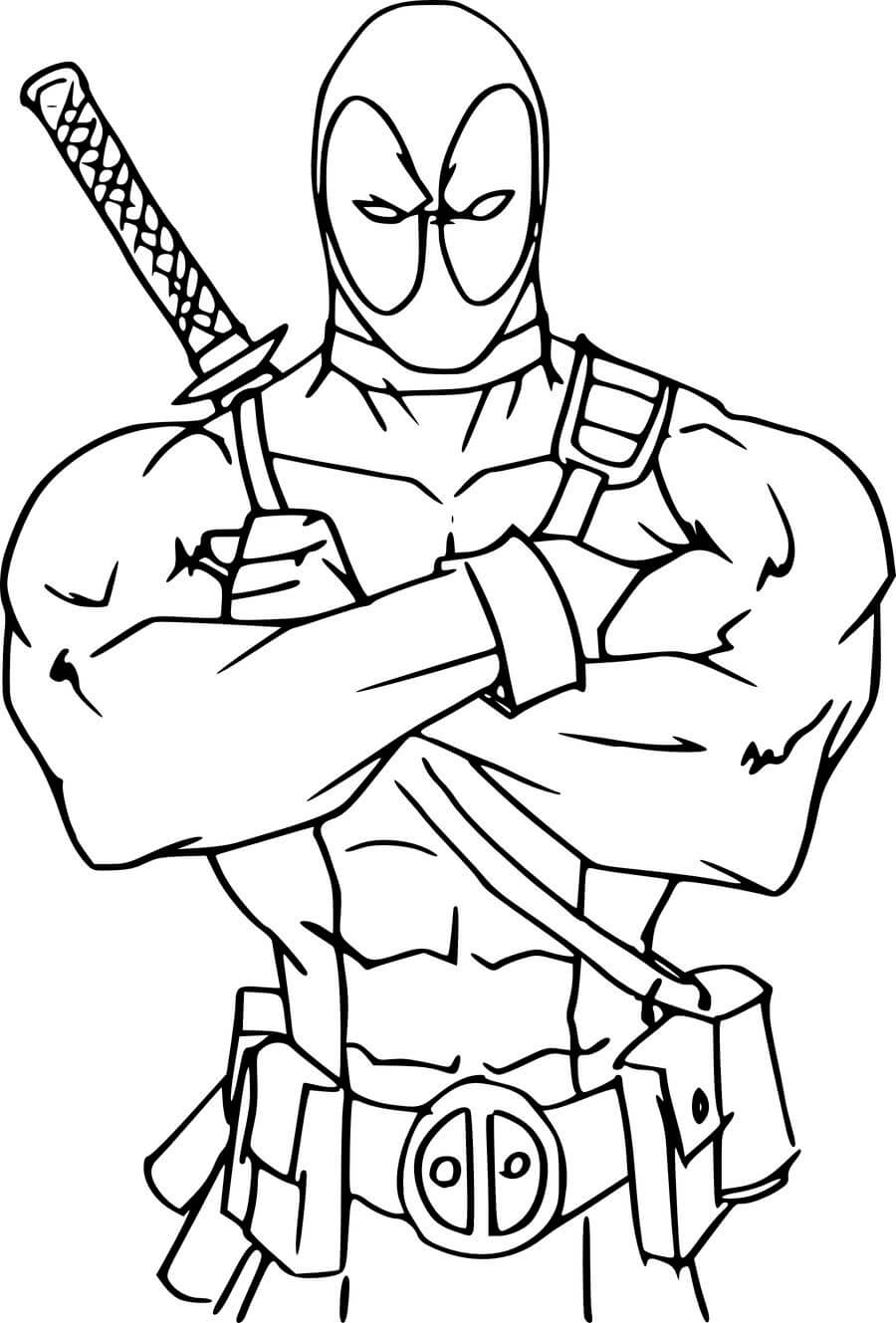 Dibujo de Deadpool Fuerte para Colorear