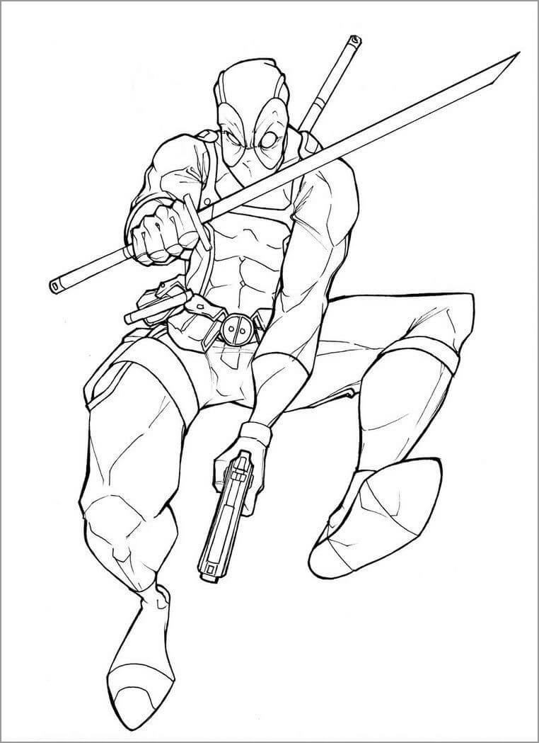 Dibujo de Deadpool Simple para Colorear