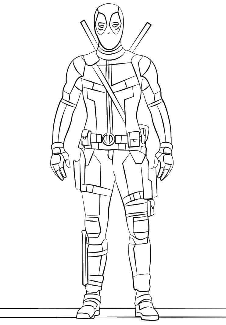 Dibujo de Deadpool de Pie para Colorear