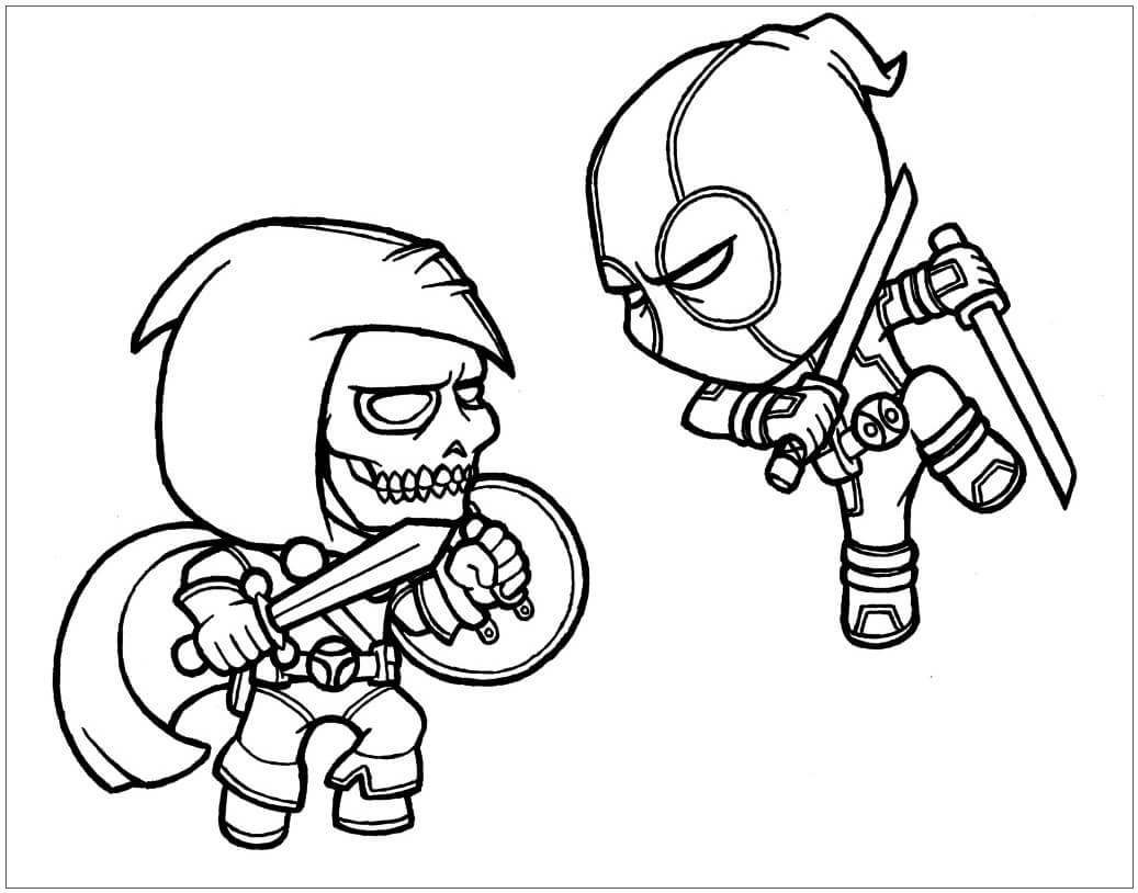 Dibujo de Deadpool Vs Monstruo para Colorear