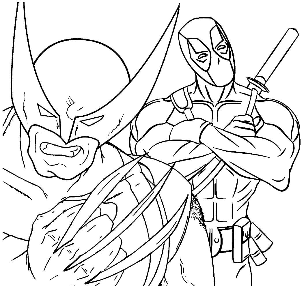 Dibujo de Deadpool y Lobezno para Colorear