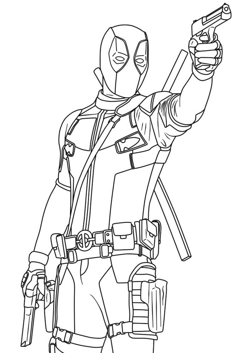 Dibujo de Disparo de Deadpool para Colorear