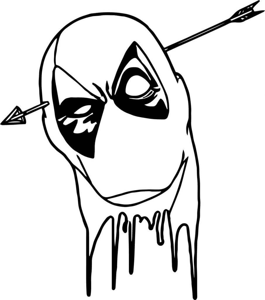 Dibujo de Flecha Disparada a Traves de la Cabeza de Deadpool para Colorear