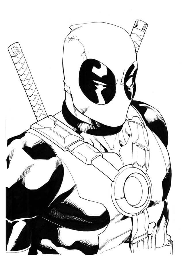 Dibujo de Genial Retrato de Deadpool para Colorear