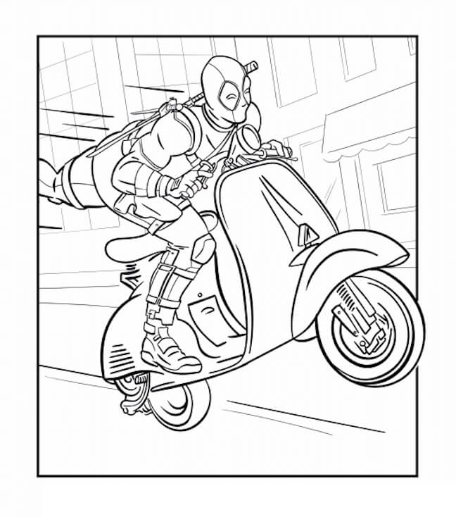 Dibujo de Historieta Divertida de Deadpool para Colorear