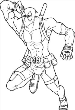 Dibujo de Increible Deadpool para Colorear