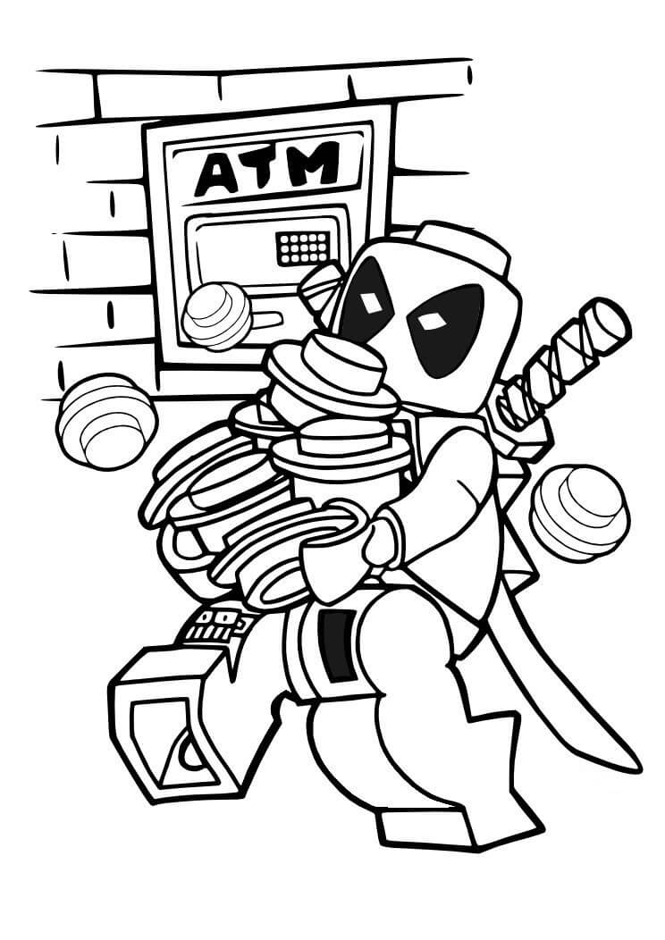 Dibujo de Lego Deadpool Caminando para Colorear