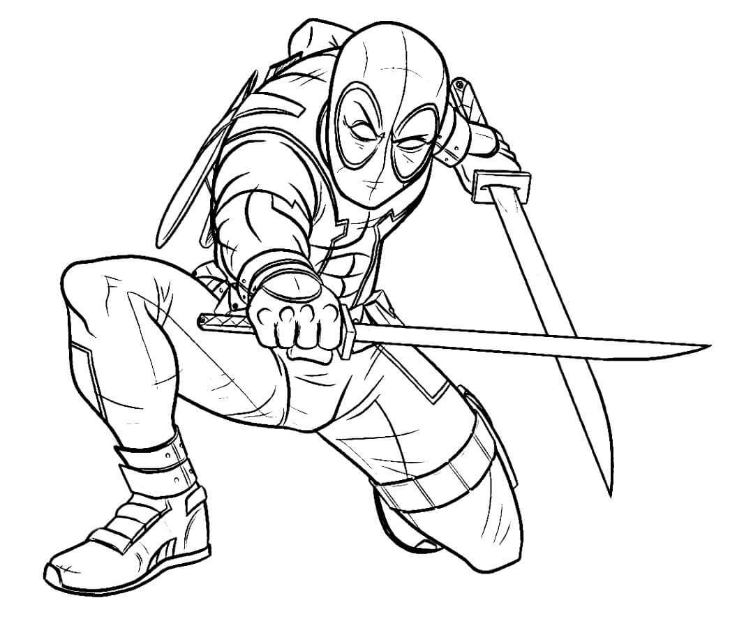 Dibujo de Lucha de Deadpool para Colorear