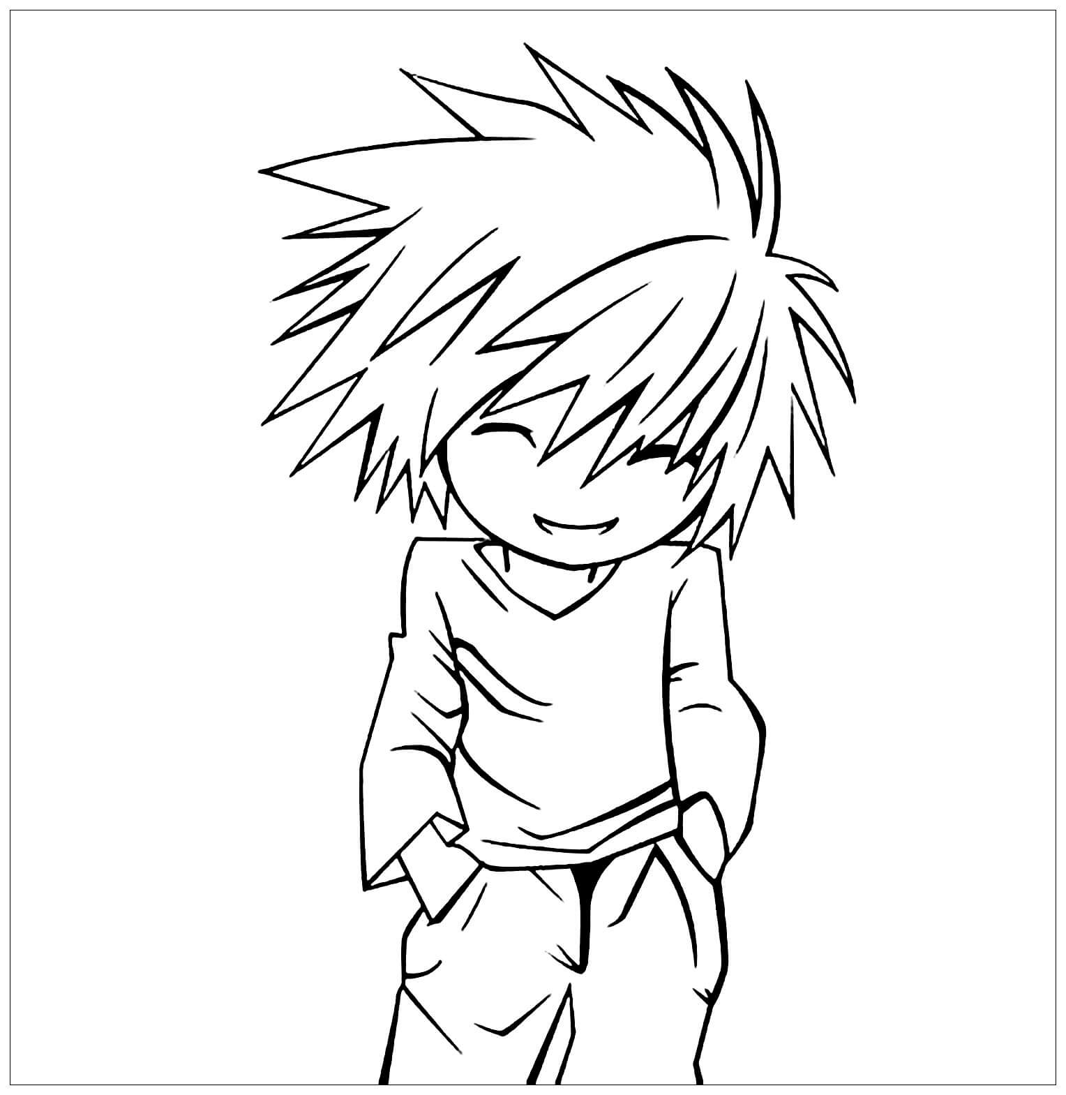 Dibujo de Chibi L para Colorear