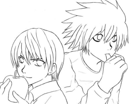 Dibujo de Yagami Raito y L para Colorear