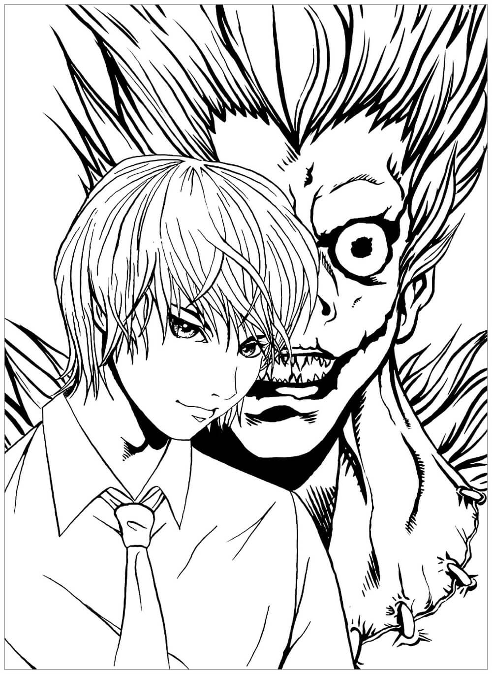 Dibujo de Yagami Raito y Ryuk para Colorear