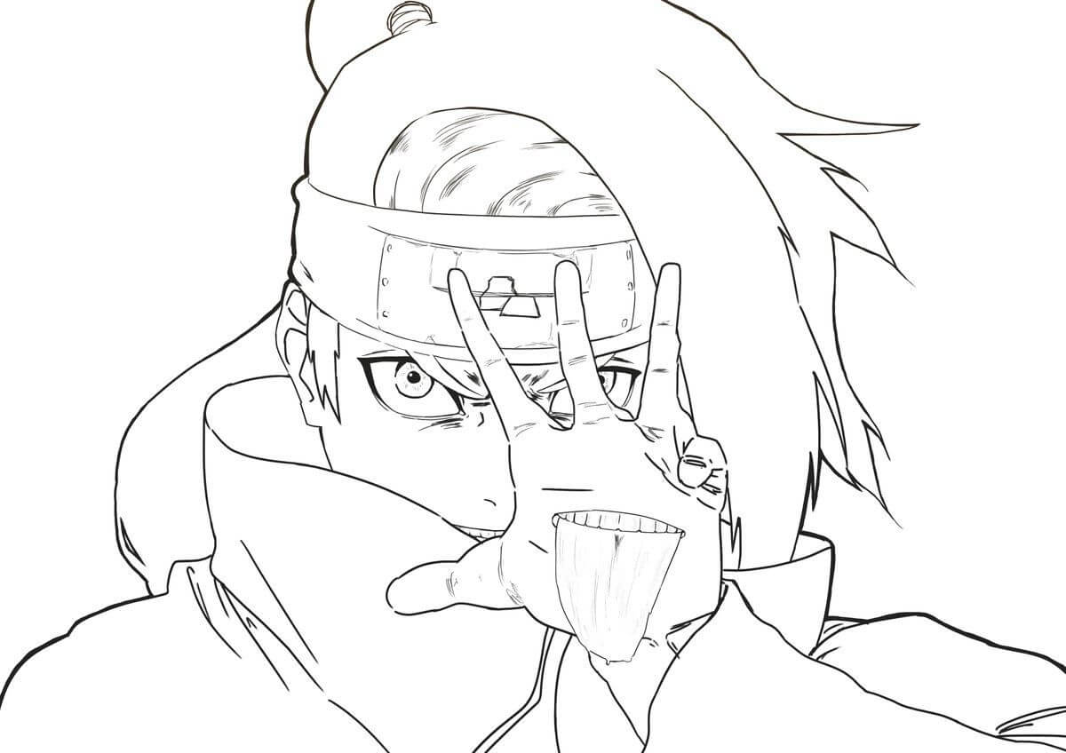 Dibujo de Cara Deidara Enojado para Colorear