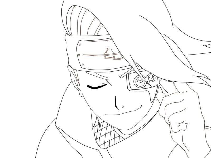 Dibujo de Cara Deidara Sonriendo para Colorear