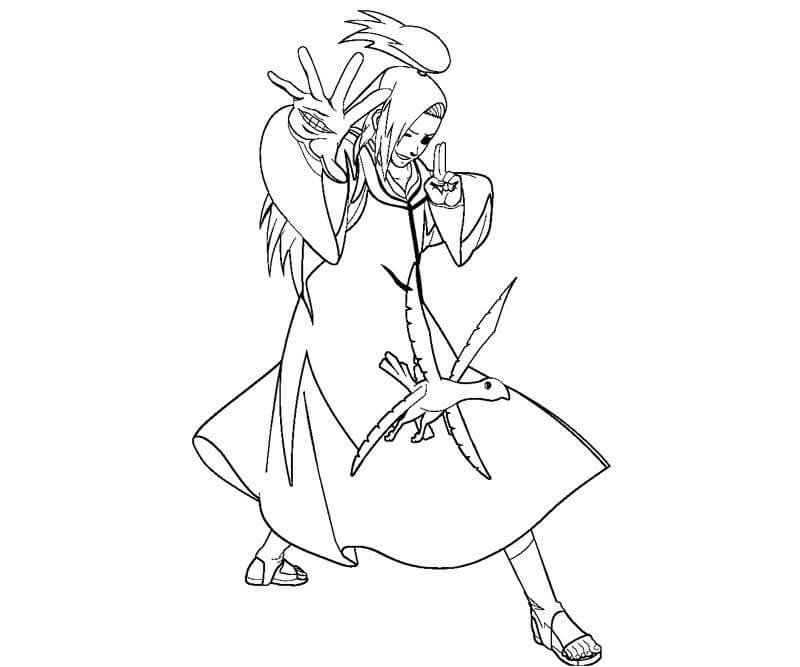 Dibujo de Deidara Luchando con Pjaro para Colorear