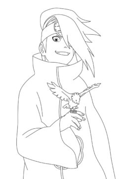 Dibujo de Deidara y el Pjaro de Arcilla para Colorear