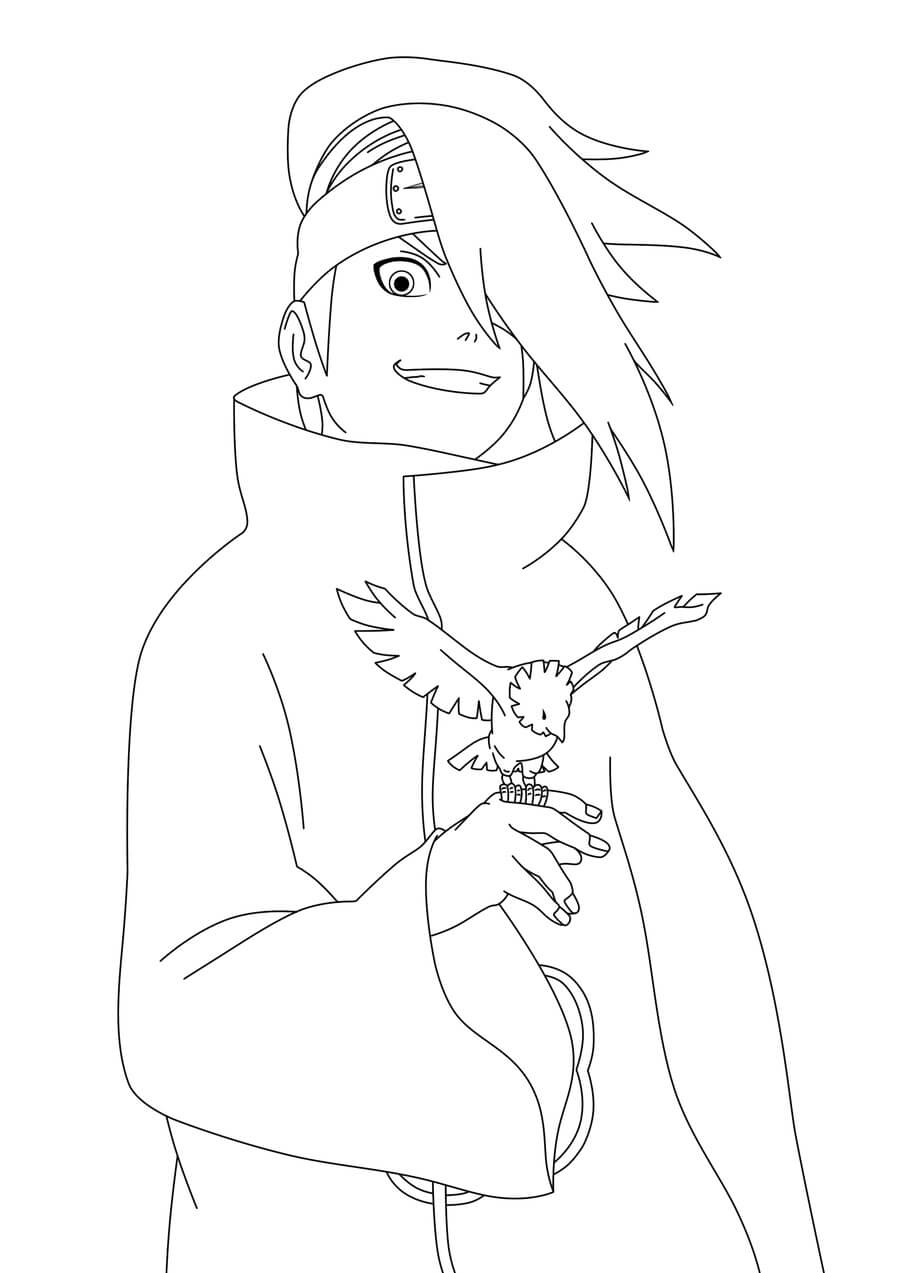 Dibujo de Deidara y el Pjaro de Arcilla para Colorear