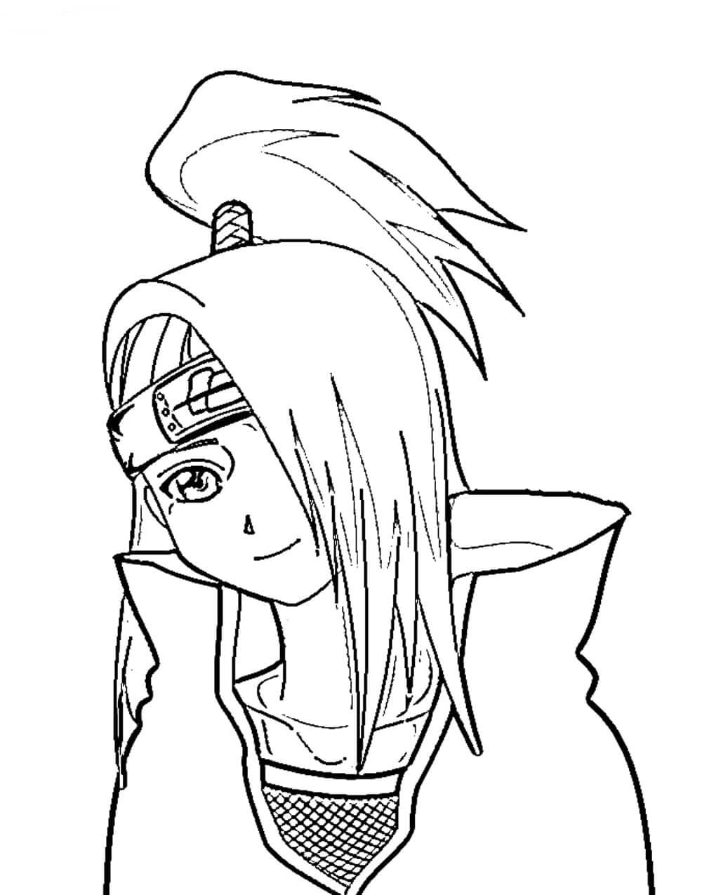 Dibujo de Guapo Deidara Sonriendo para Colorear