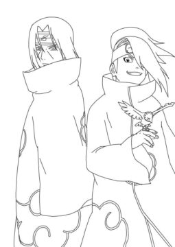 Dibujo de Itachi y Deidara para Colorear