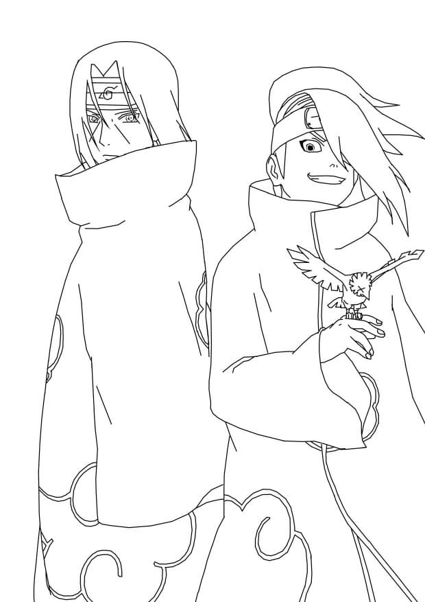 Dibujo de Itachi y Deidara para Colorear