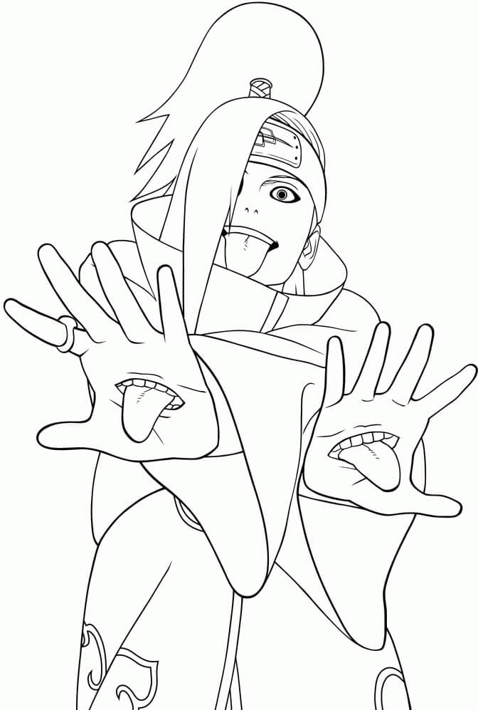 Dibujo de Miembro de Akatsuki Deidara para Colorear