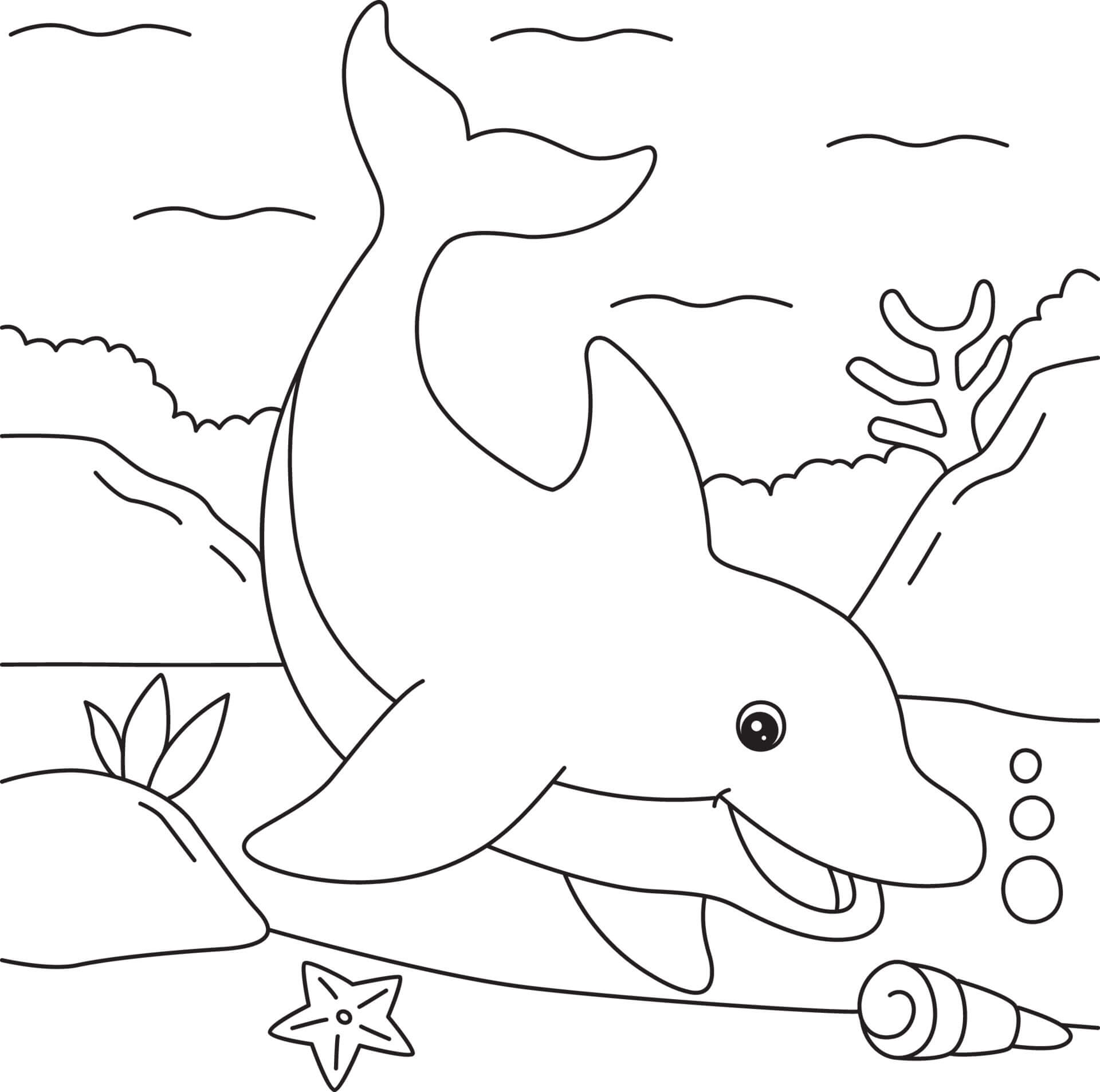 Dibujo de Delfín en el Mar para Colorear