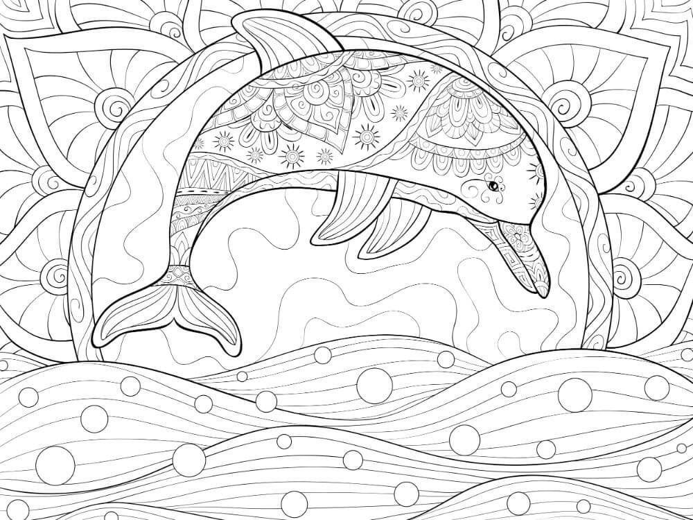 Dibujo de Delfín Es para Adultos para Colorear