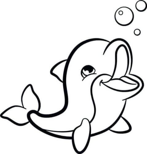 Dibujo de Delfín Feliz para Colorear