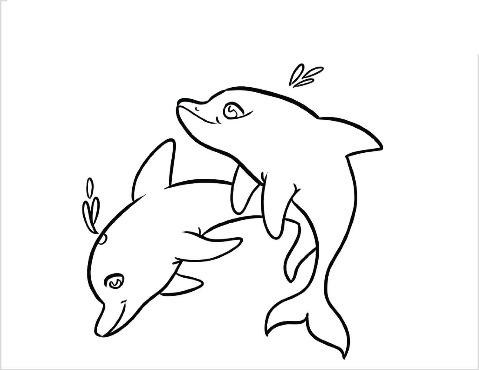 Dibujo de Dos Delfines Lindos para Colorear