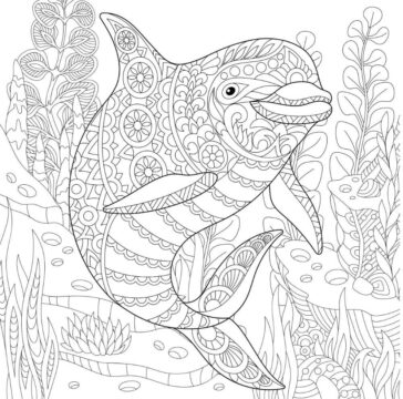 Dibujo de Mandala básica de Delfines para Colorear