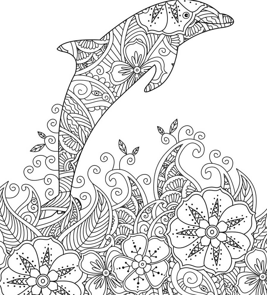 Dibujo de Mandala de Delfines para Colorear
