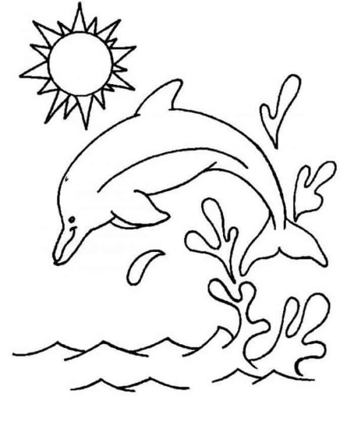 Dibujo de Salto de Delfines para Colorear