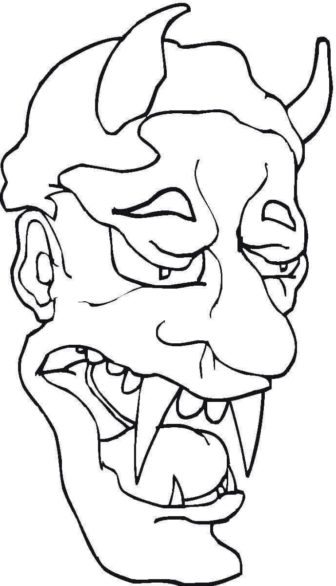 Dibujo de Cabeza de Demonio para Colorear
