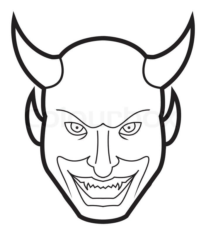 Dibujo de Cara Sonriente del Demonio para Colorear
