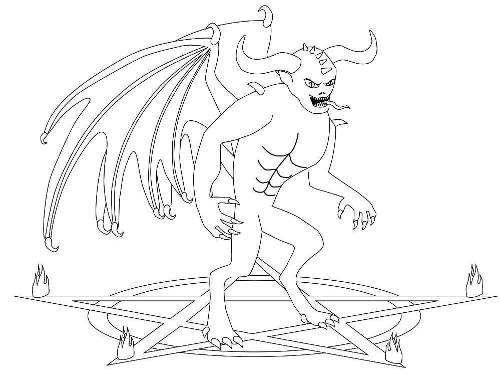 Dibujo de Demonio con Lengua Larga para Colorear