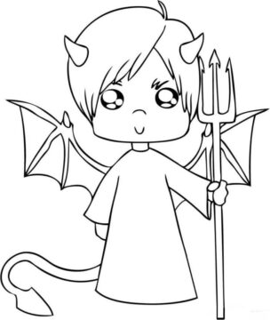 Dibujo de Pequeo Demonio Lindo para Colorear