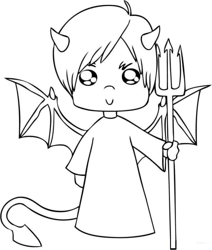 Dibujo de Pequeo Demonio Lindo para Colorear
