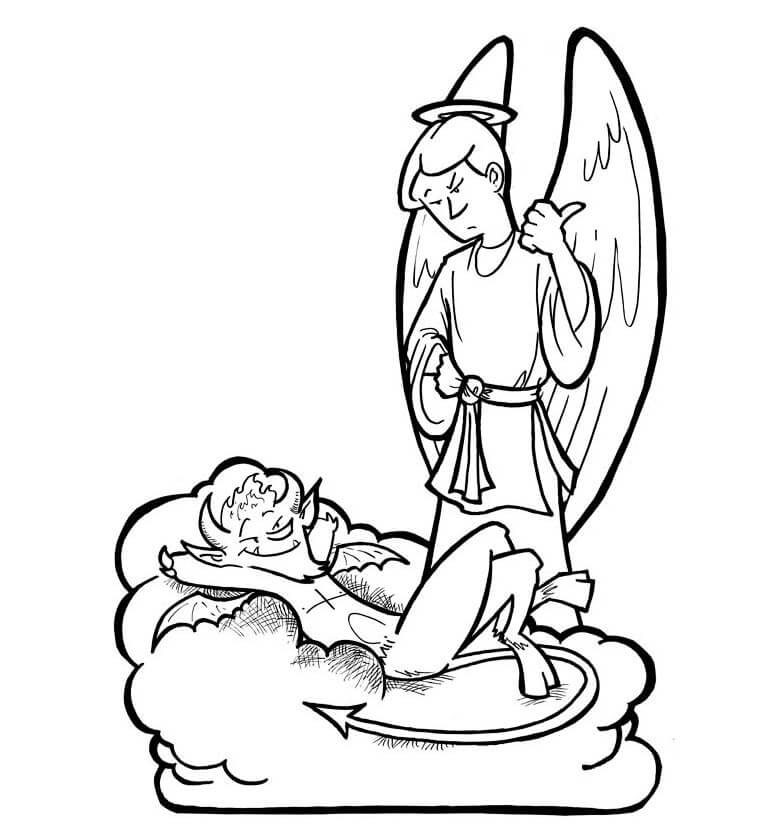 Dibujo de Ngel Bromista Demonio para Colorear