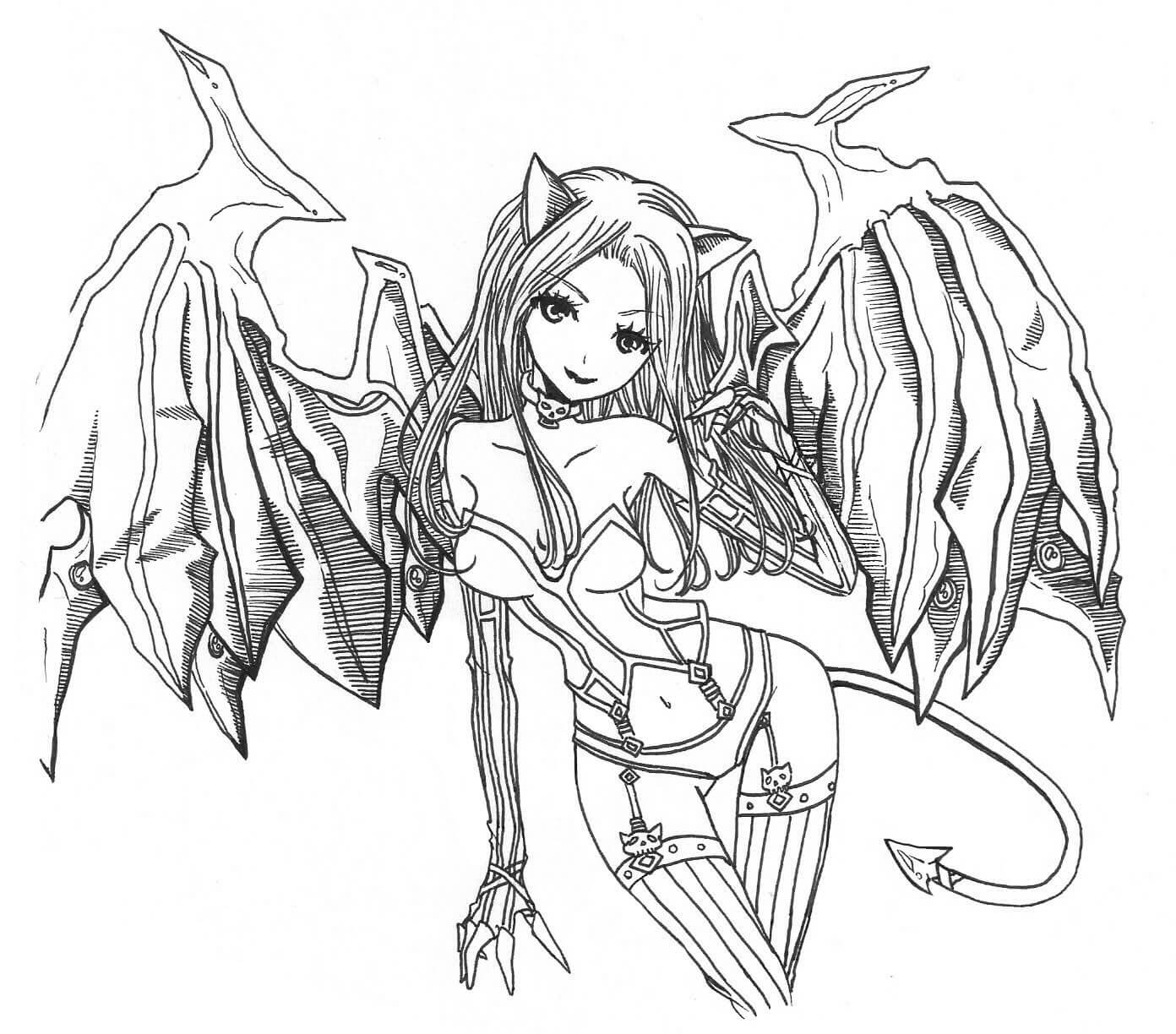 Dibujo de Chica Sexy Diablo para Colorear