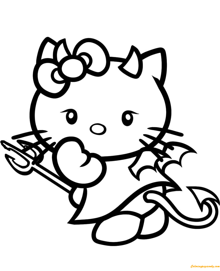 Dibujo de Diablo de Hola Gatita para Colorear