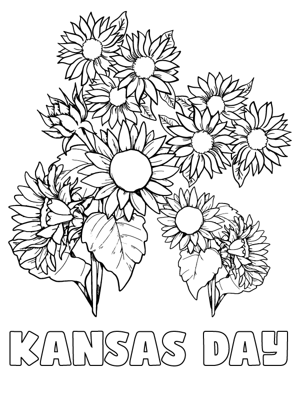 Dibujo de Creative Kansas Day Coloring Template para Colorear