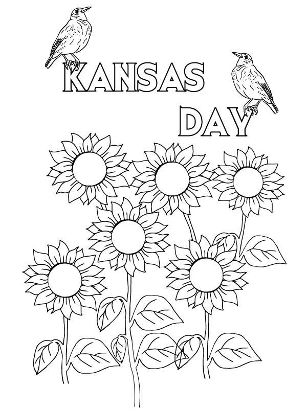 Dibujo de Downloadable Kansas Day Coloring Page para Colorear