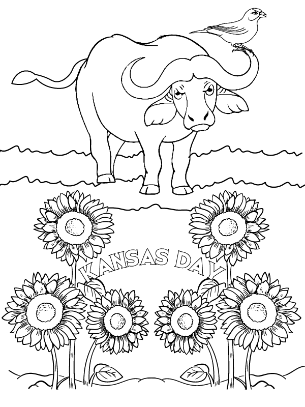Dibujo de Enjoyable Kansas Day Coloring Design para Colorear