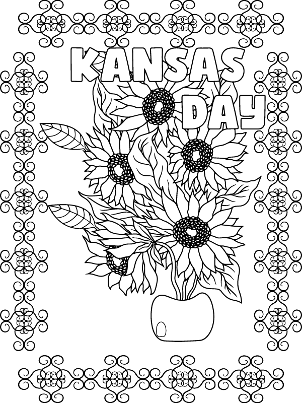 Dibujo de Free Kansas Day Coloring Sheet para Colorear