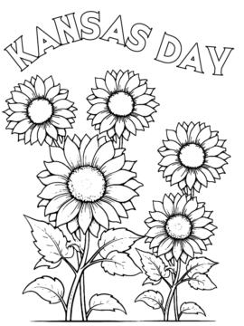Dibujo de Interactive Kansas Day Coloring Sheet para Colorear
